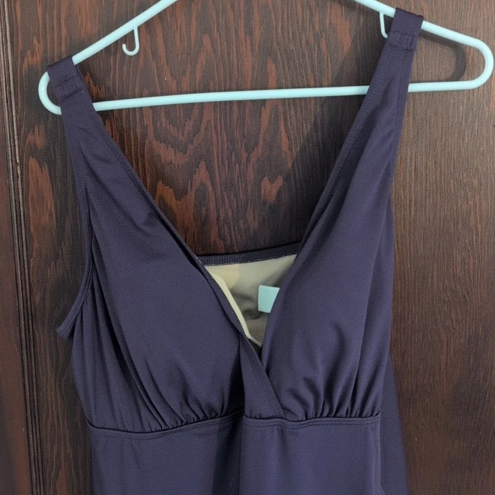 Resorts Plus Plum One Piece Skirted Swimsuit Modest Size 20W